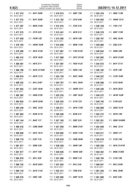 Bulletin 2011/50 - European Patent Office