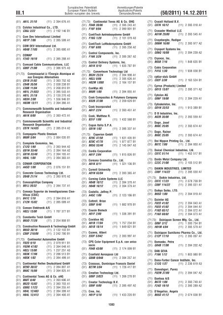 Bulletin 2011/50 - European Patent Office