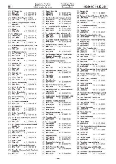 Bulletin 2011/50 - European Patent Office