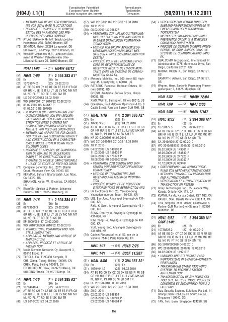 Bulletin 2011/50 - European Patent Office