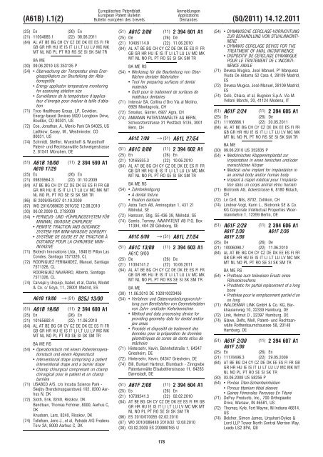 Bulletin 2011/50 - European Patent Office