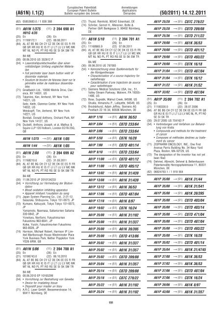 Bulletin 2011/50 - European Patent Office