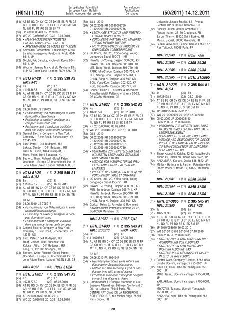 Bulletin 2011/50 - European Patent Office