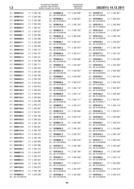 Bulletin 2011/50 - European Patent Office