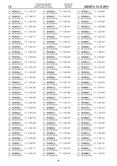 Bulletin 2011/50 - European Patent Office