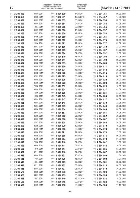 Bulletin 2011/50 - European Patent Office