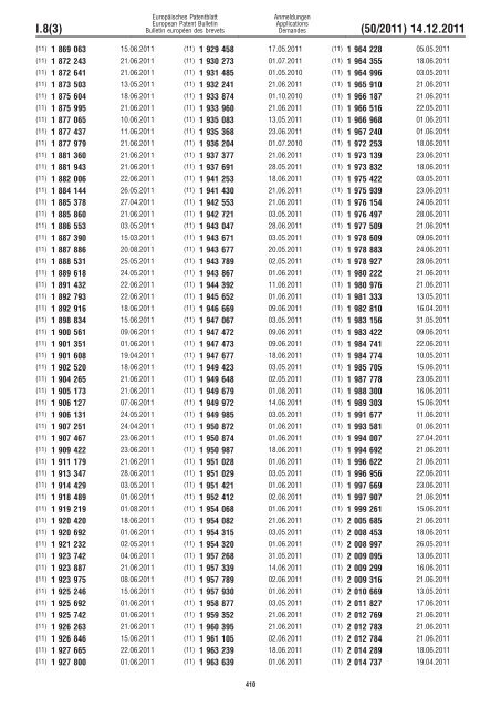 Bulletin 2011/50 - European Patent Office