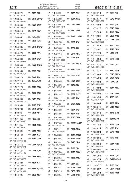 Bulletin 2011/50 - European Patent Office