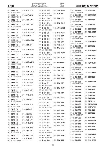 Bulletin 2011/50 - European Patent Office