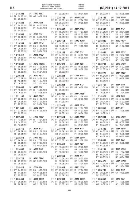 Bulletin 2011/50 - European Patent Office