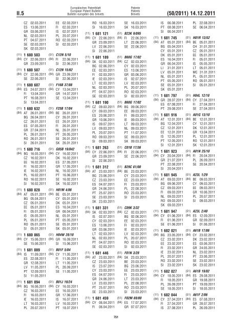 Bulletin 2011/50 - European Patent Office