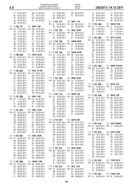 Bulletin 2011/50 - European Patent Office