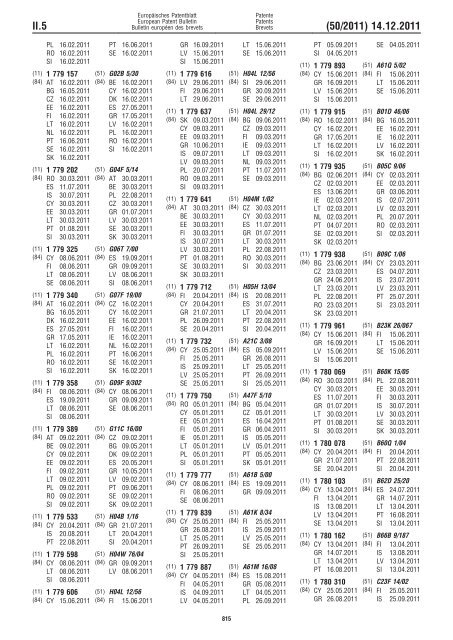 Bulletin 2011/50 - European Patent Office