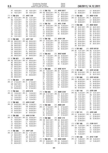 Bulletin 2011/50 - European Patent Office