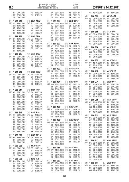 Bulletin 2011/50 - European Patent Office