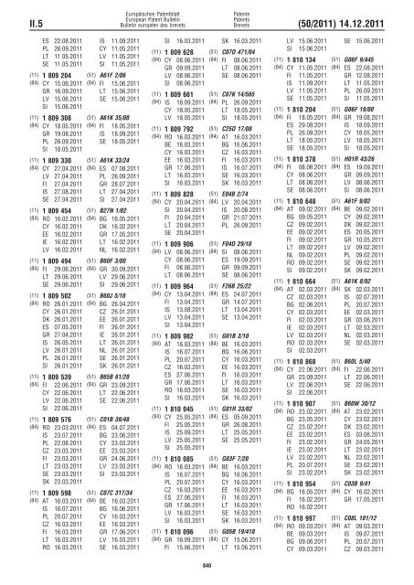 Bulletin 2011/50 - European Patent Office