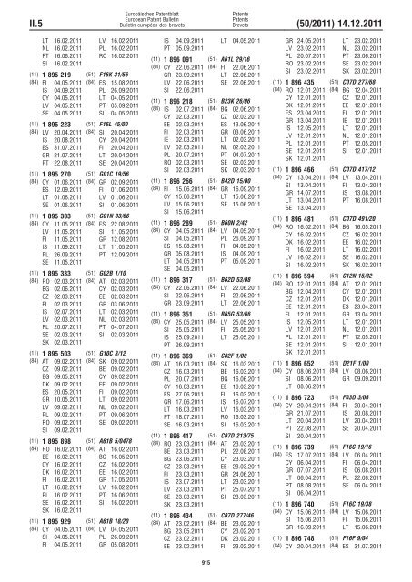 Bulletin 2011/50 - European Patent Office