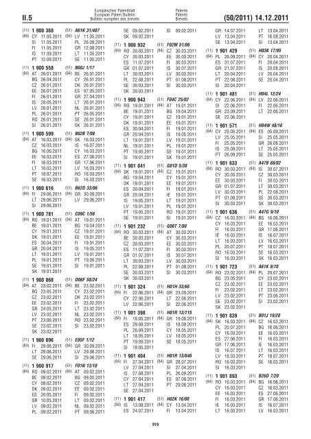 Bulletin 2011/50 - European Patent Office