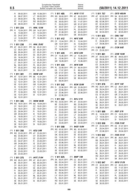 Bulletin 2011/50 - European Patent Office