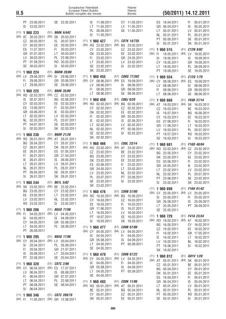 Bulletin 2011/50 - European Patent Office