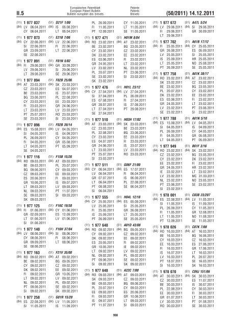 Bulletin 2011/50 - European Patent Office