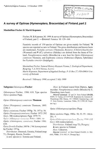 A survey of Opiinae (Hymenoptera, Braconidae) of Finland, part 2