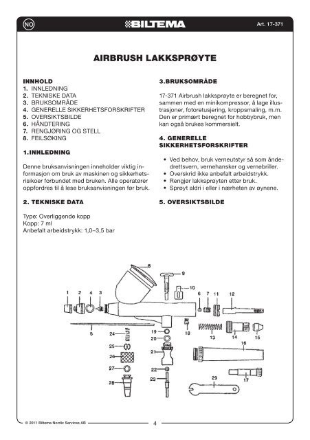 AIRBRUSH-FÄRGSPRUTA AIRBRUSH LAKKSPRØYTE ... - Biltema