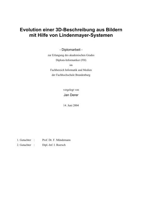 Diplomarbeit - Labor für künstliche Intelligenz - Fachhochschule ...