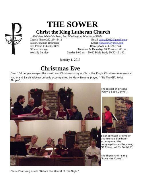 Atonement Lutheran Church Christmas Newsletter 2022 January Newsletter 'The Sower' Added - Christ The King Lutheran