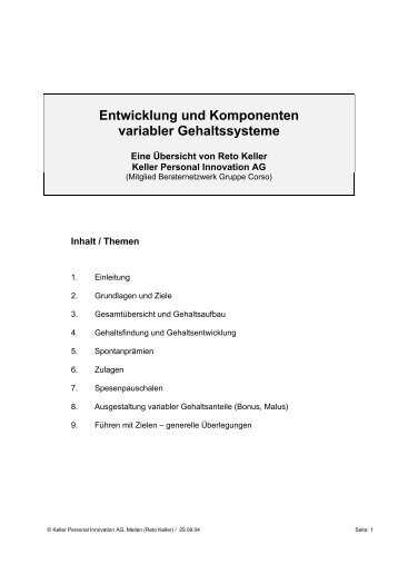 Entwicklung und Komponenten variabler ... - bei Gruppe Corso