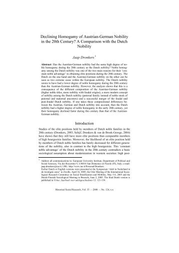 Declining Homogamy of Austrian-German Nobility in the - European ...