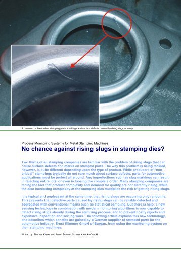 No chance against rising slugs in stamping dies? - Schwer + Kopka ...