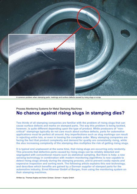 No chance against rising slugs in stamping dies? - Schwer + Kopka ...