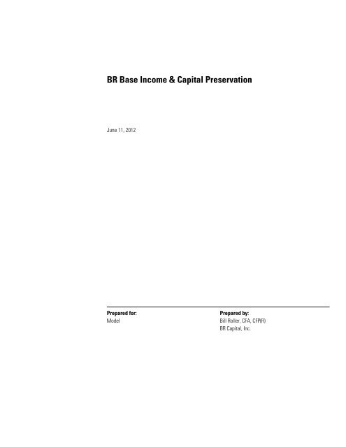 BR Base Income &amp; Capital Preservation - BR Capital, Inc.