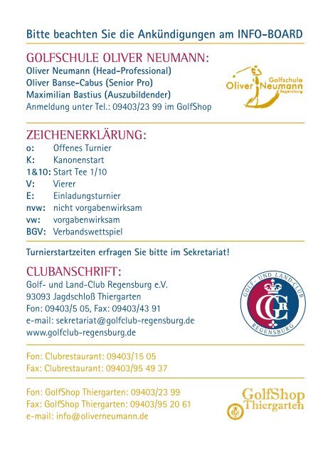 GOLFSCHULE OLivEr NEUmaNN - Golf- und Land-Club Regensburg