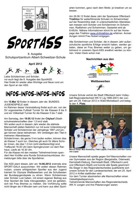 SportASS Nr. 8 – April 2012 - bei der Albert-Schweitzer-Schule