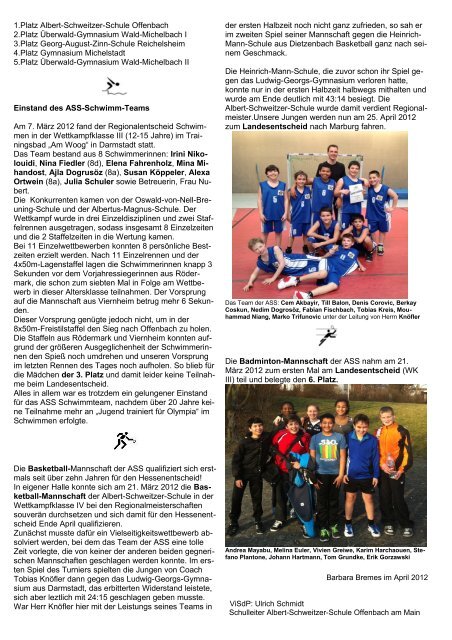 SportASS Nr. 8 – April 2012 - bei der Albert-Schweitzer-Schule