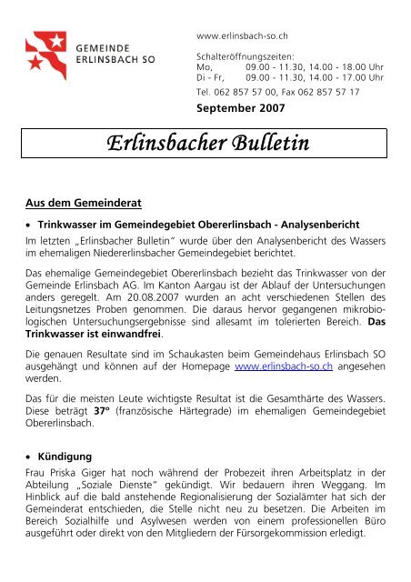 Bulletin_September2007.pdf - Gemeinde Erlinsbach SO