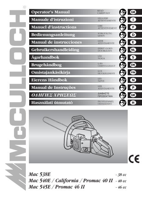 40 cm Schwert und Kette für McCulloch Mac 441 442 mit Kettenschnellspanner