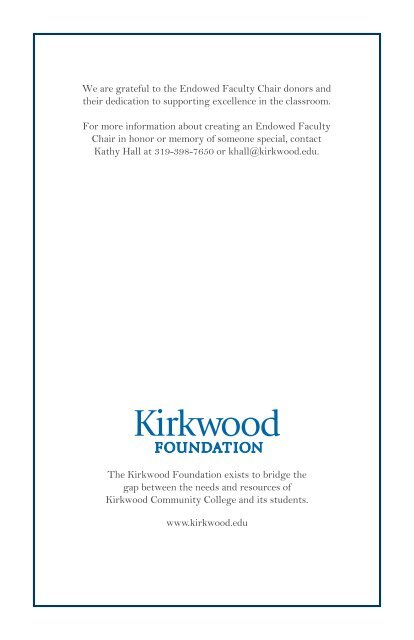 Endowed Faculty Chair Awards - Kirkwood Community College