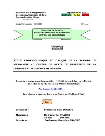 etude epidemiologique et clinique de la periode de menopause au ...