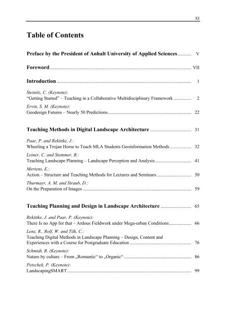 Table of Contents - Hochschule Anhalt