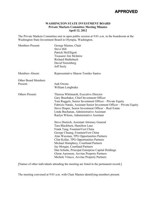 APPROVED - Washington State Investment Board