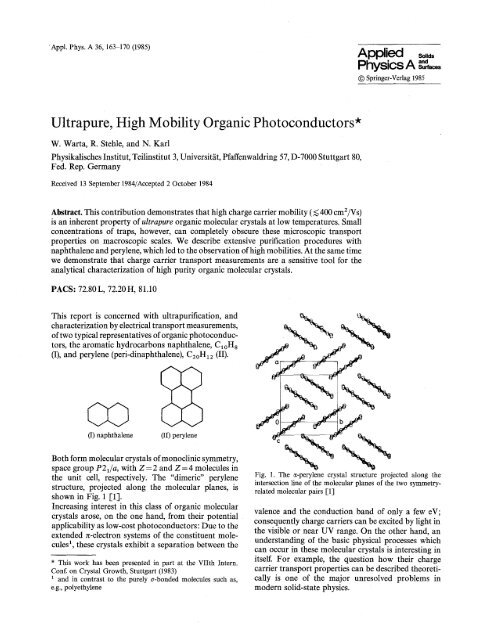 Ultrapure, high mobility organic photoconductors