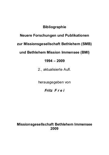 Bibliographie - Bethlehem Mission Immensee