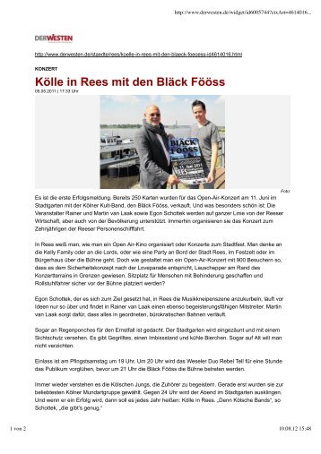 05.05. / NRZ / Kölle in Rees mit den Bläck - Reeser Personenschiffahrt