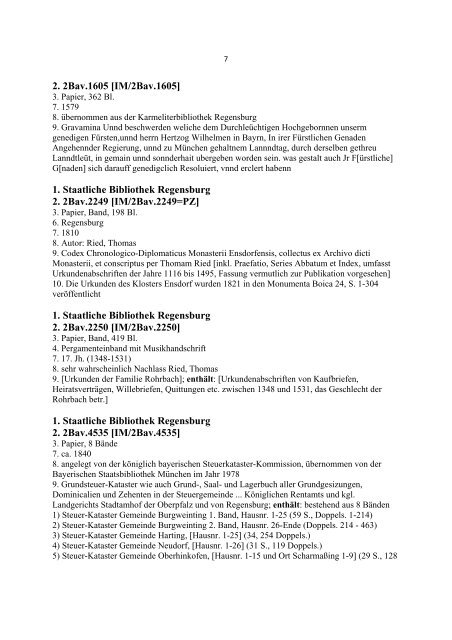 Liste von Handschriften der Signaturengruppe - Staatliche ...