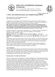 1. Eltern- und Schülerinformation zum Schuljahresbeginn 2009/10