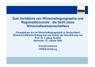 Zum Verhältnis von Wirtschaftsgeographie und Regionalökonomie ...