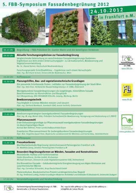 5. FBB-Symposium Fassadenbegrünung 2012 - Fachvereinigung ...